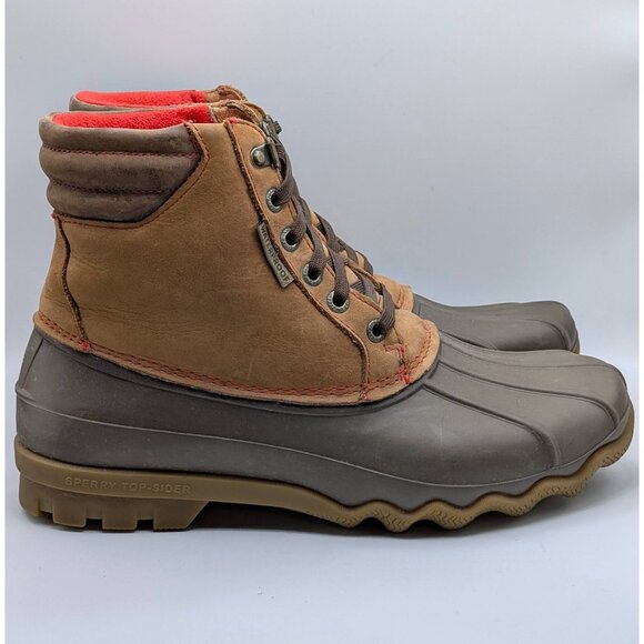 Sperry Top-Sider Boots Mens Size 8 Brown Waterproof Duck Lace Up Winter Lined - Picture 2 of 7